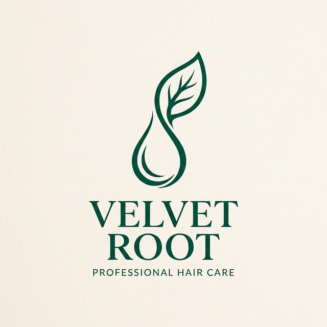 Velvet Root Professional Hair Care concept logo