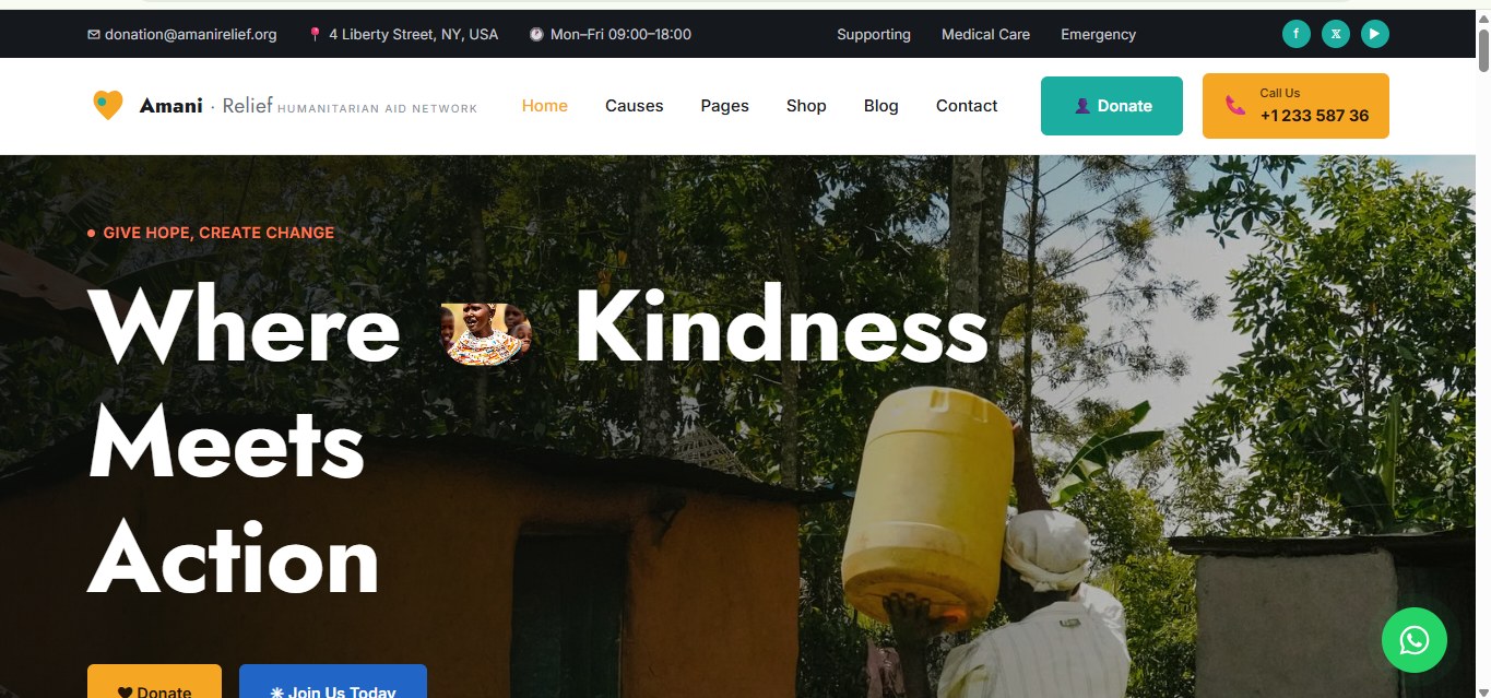 Amani Relief template preview